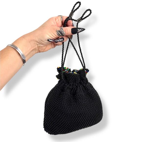 1960's rainbow beaded reversible pouch purse bag - Picture 12 of 16